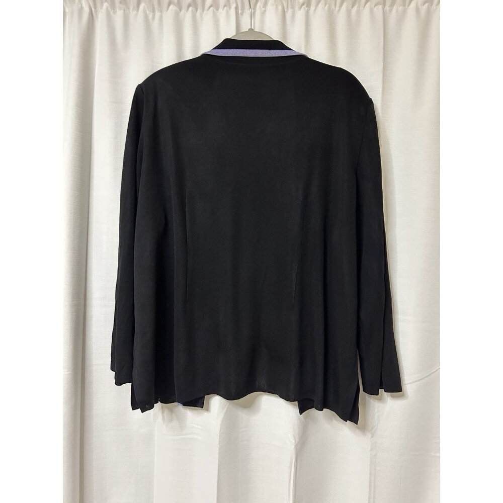 Exclusively Misook Slinky Open Cardigan Knit Jacket Womens 3x Plus Black Purple - Picture 5 of 5